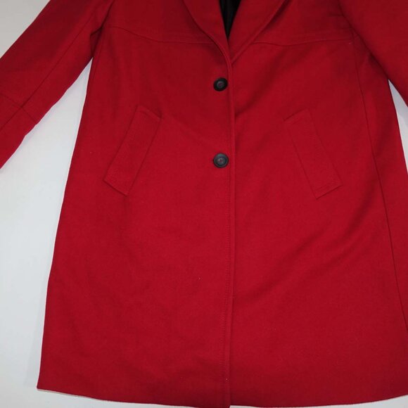 Zara Women's Overcoat Size XL Wool Blend Red 2 Button Front Long Sleeves Coat - Picture 2 of 8